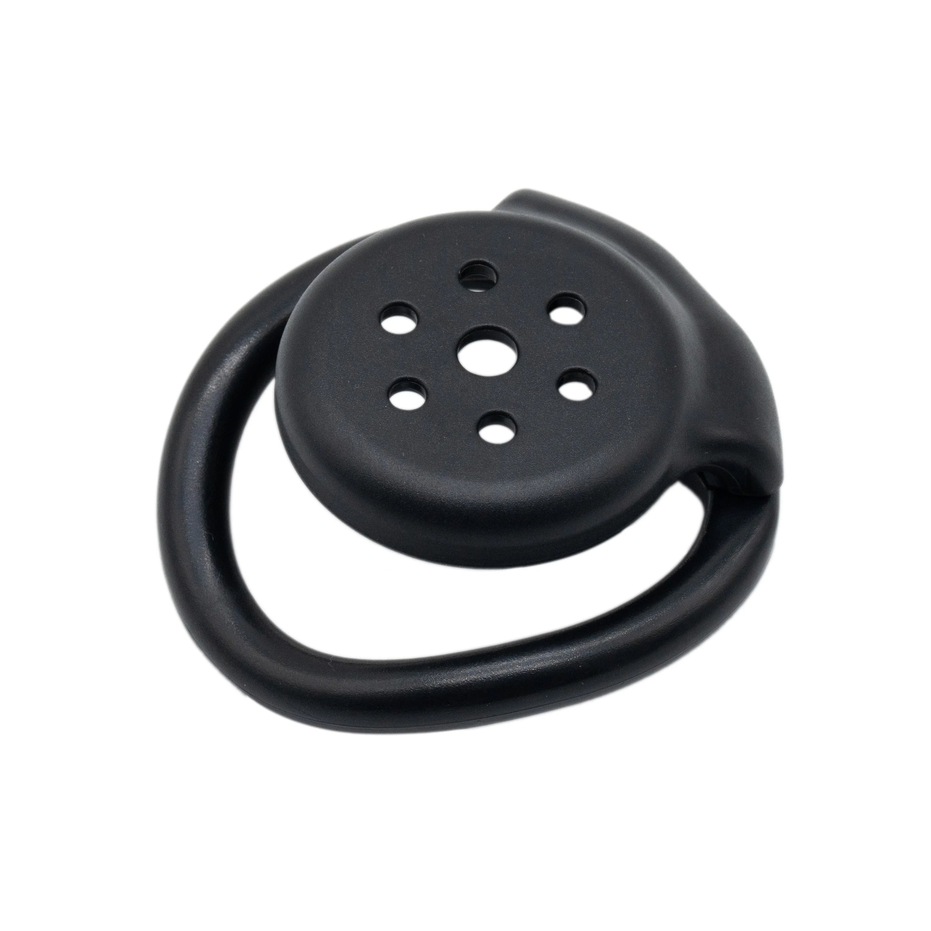 Tidesmit 6-hole flat chastity cage, metal male bondage device with internal lock for secure anatomical fit.