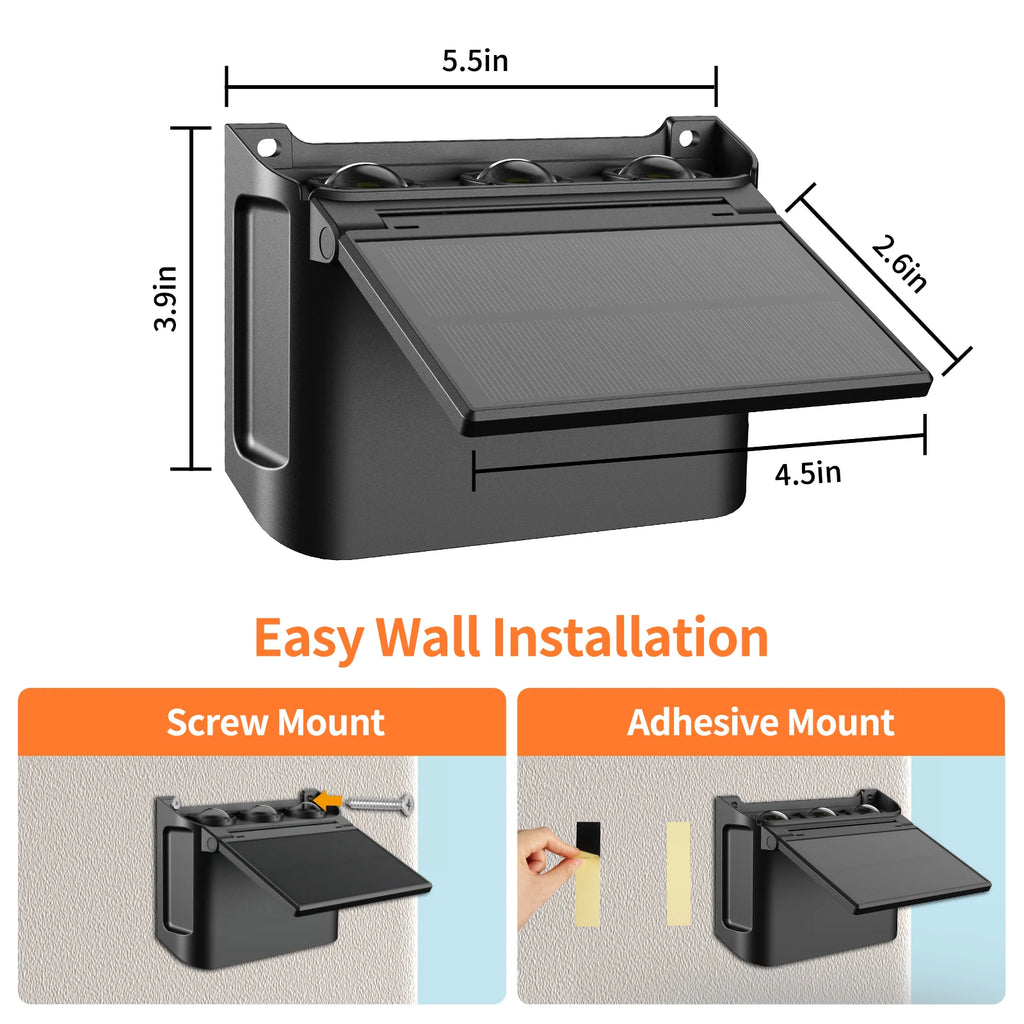 intelamp Solar Wall Lights 2 Pack with Remote, 3 Color Modes, IP65 | Customizable Up/Down lighting, IP65 Waterproof Solar Lamp for Outdoor Walls, Fences, Patios and Entryways