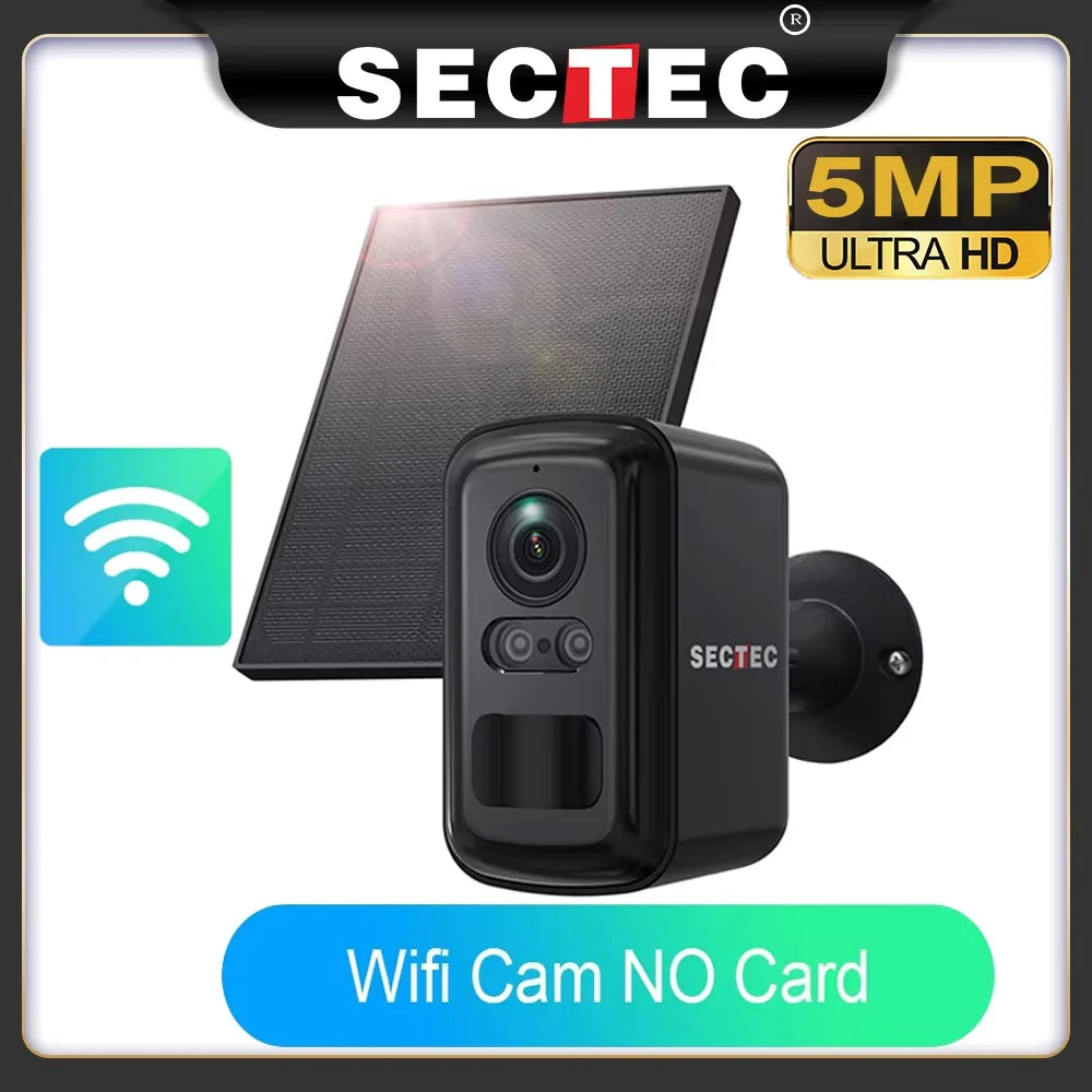 Sectec 5MP Mini Solar 4G Camera Outdoor Surveillance Camouflage Color WiFi Security  Camera PIR Detection Auto Tracking UBox App