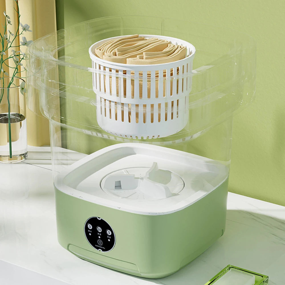 Tidesmit ultrasonic portable folding washing machine 11L bucket view with spin dryer for travel clothes and laundry