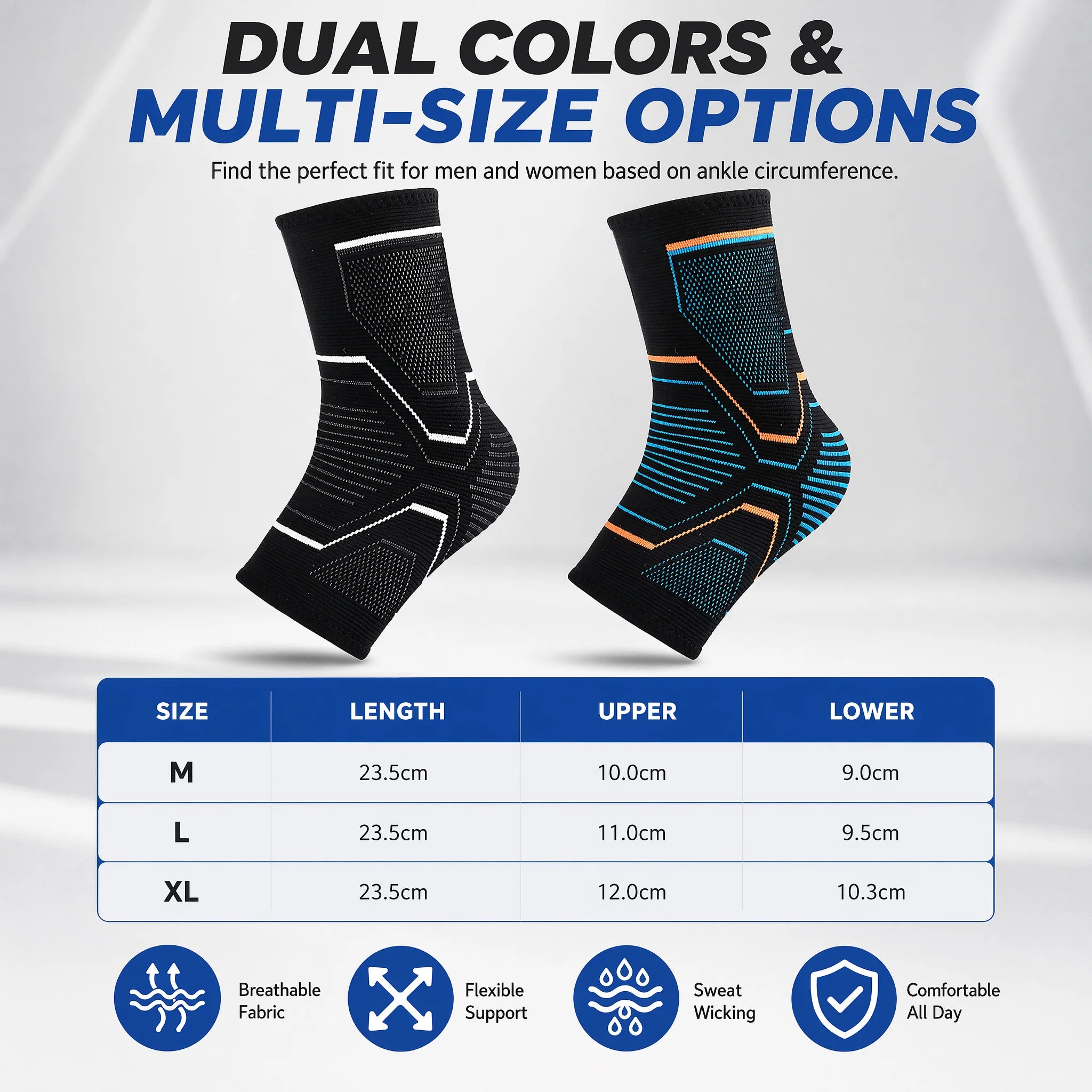 Ankle Brace Support Sleeve 3D Compression Ankle Protector Anti-Sprain Breathable Elastic for Running Basketball Gym Fitness Men