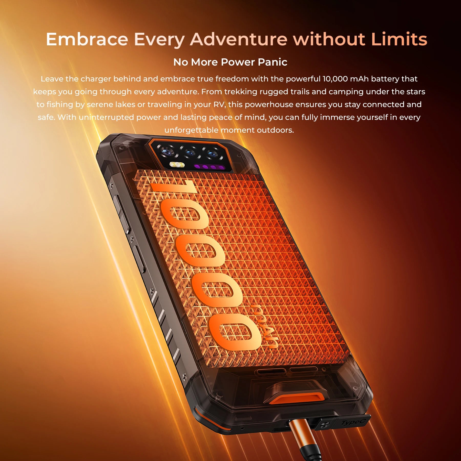 OUKITEL WP58 PRO 5G Rugged Phone 24GB(8+16) RAM + 512 ROM, 6.7'' HD 10000mAh 33W Android 15 NFC Cellphone with Dual Camping Lamp