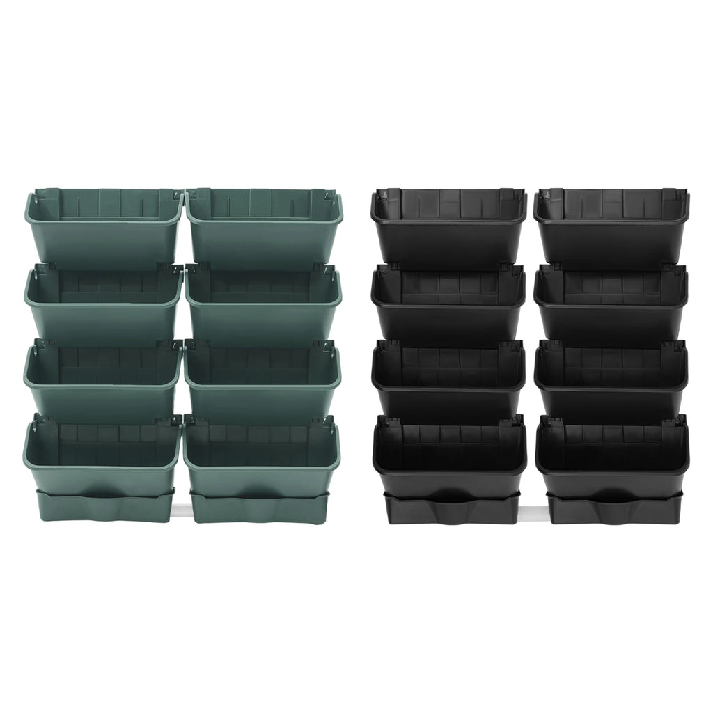 8PCS Wall-Mounted Planter, Vertical Garden Planter, Wall-Mounted Planter for Indoor and Outdoor Decor Black/Green