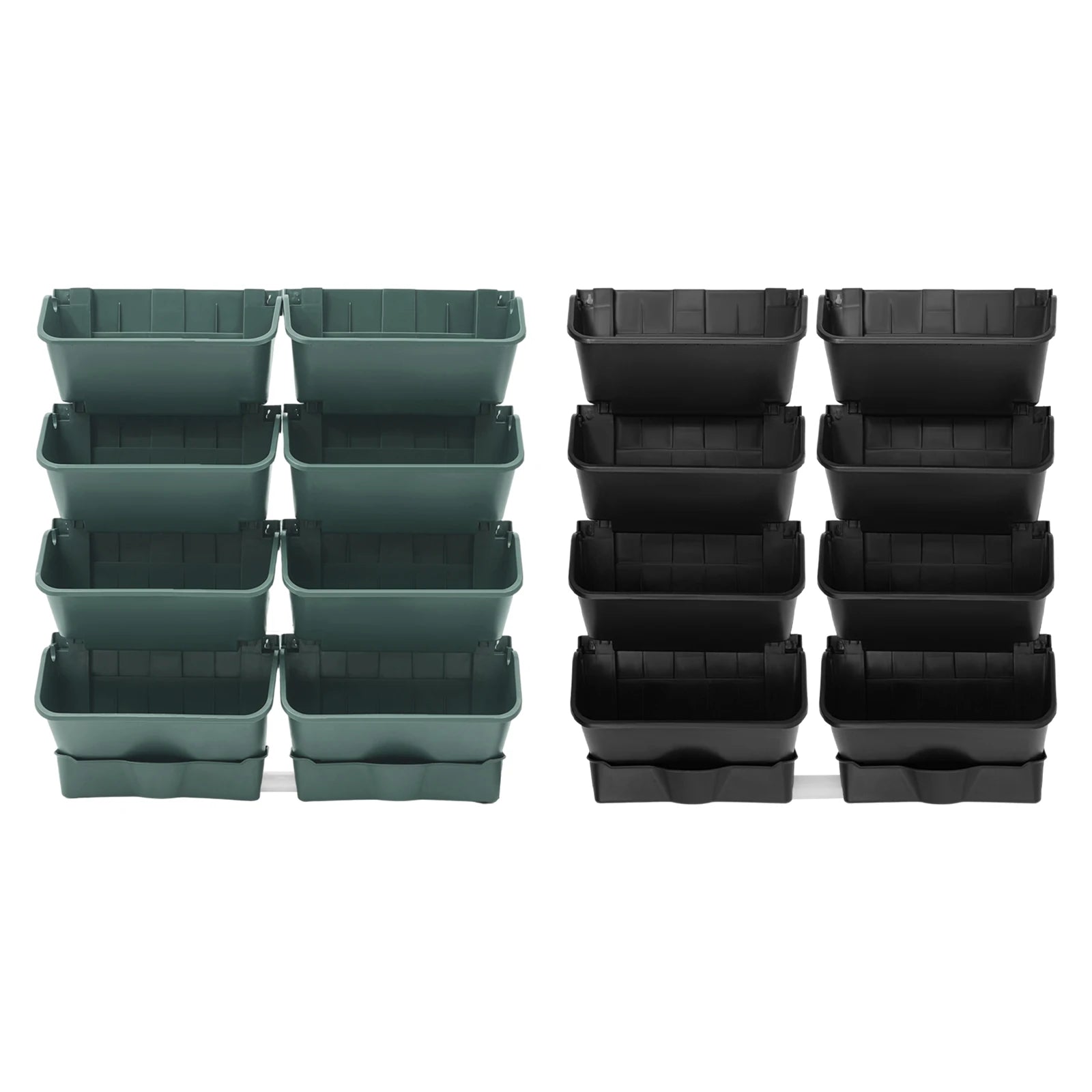 8PCS Wall-Mounted Planter, Vertical Garden Planter, Wall-Mounted Planter for Indoor and Outdoor Decor Black/Green
