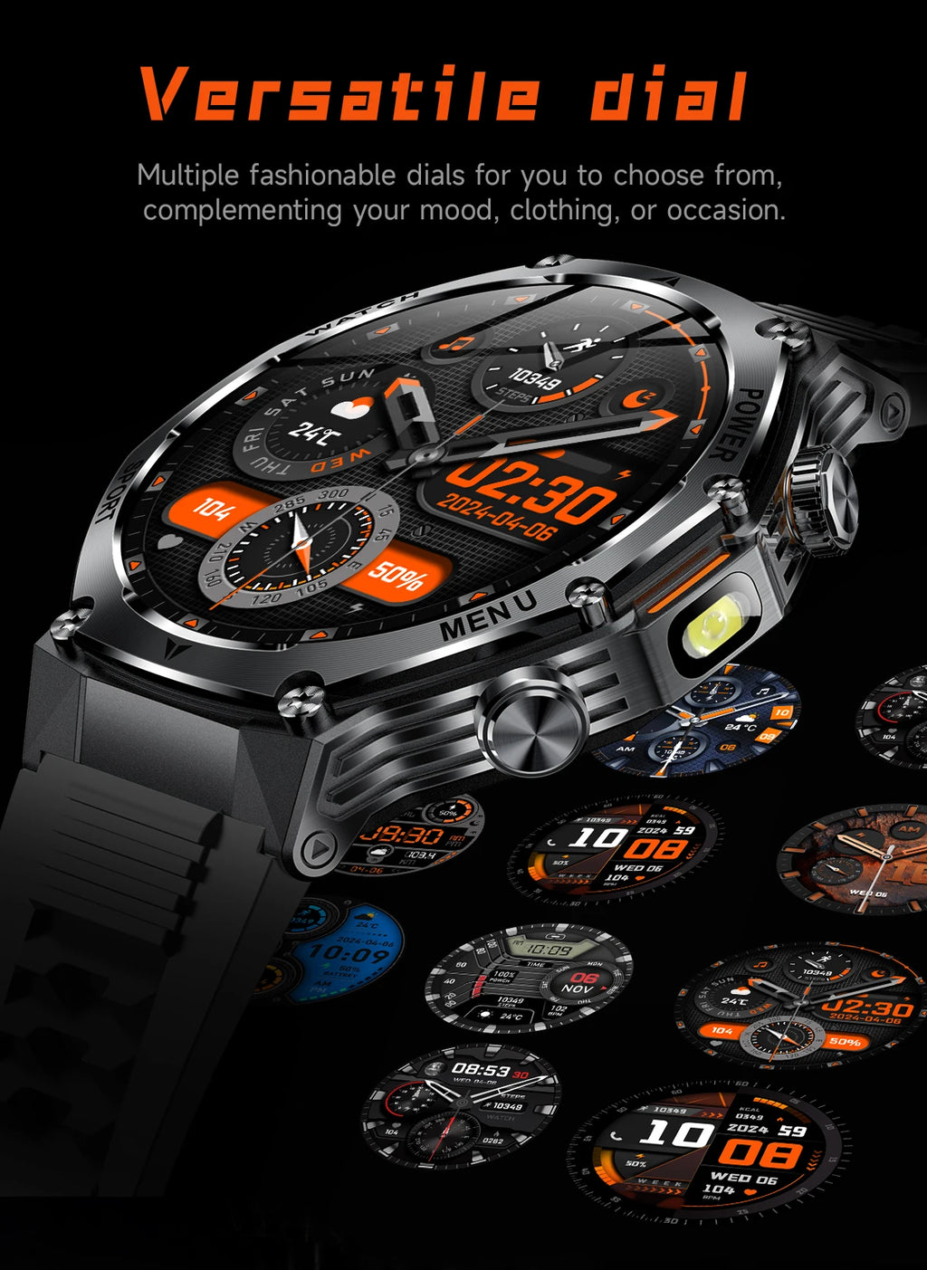 YLL-AK82 Outdoor Sport for Smart Watch Fitness Tracker Sleep Tracker IP67 Waterproof AMOLED Screen Heart Rate Monitor