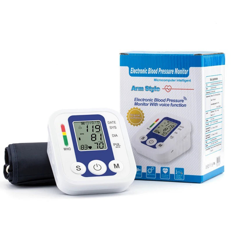 Automatic Digital Arm Blood Pressure Monitor Tonometer Meter Sphygmomanometer LCD Portable Health Care Pulse Meter BP Monitor