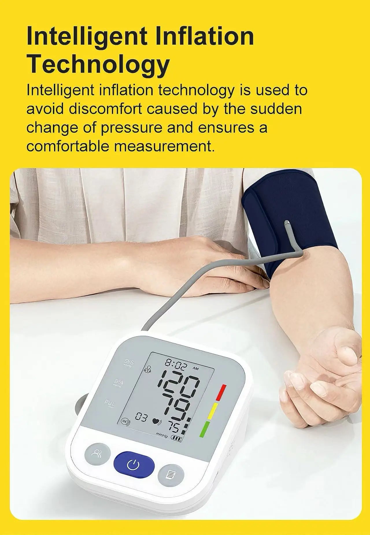 Automatic Upper Arm Blood Pressure Monitor Medical High Precision BP Tester Smart Digital Sphygmomanometer for Home Hospital