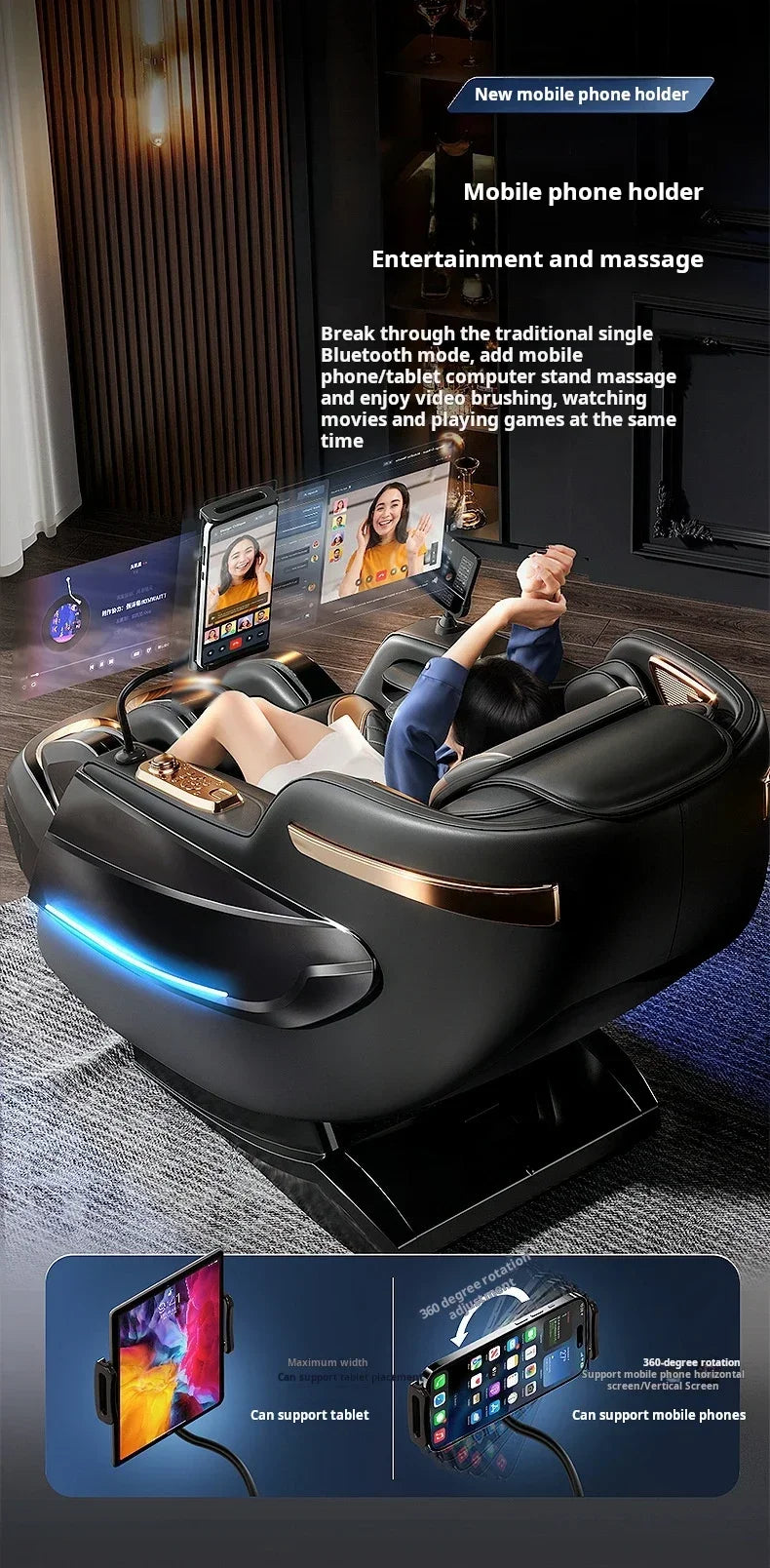 6D Zero Gravity Full Body Shiatsu Massage Chair - Blue Edition Massage Chairs Tidesmit