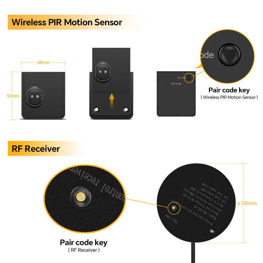 One/Dual Motion Sensor Switch COB Neon LED Strip Night Lights Wireless RF Reciever Control Smart Switch LED Corridor Stair Light