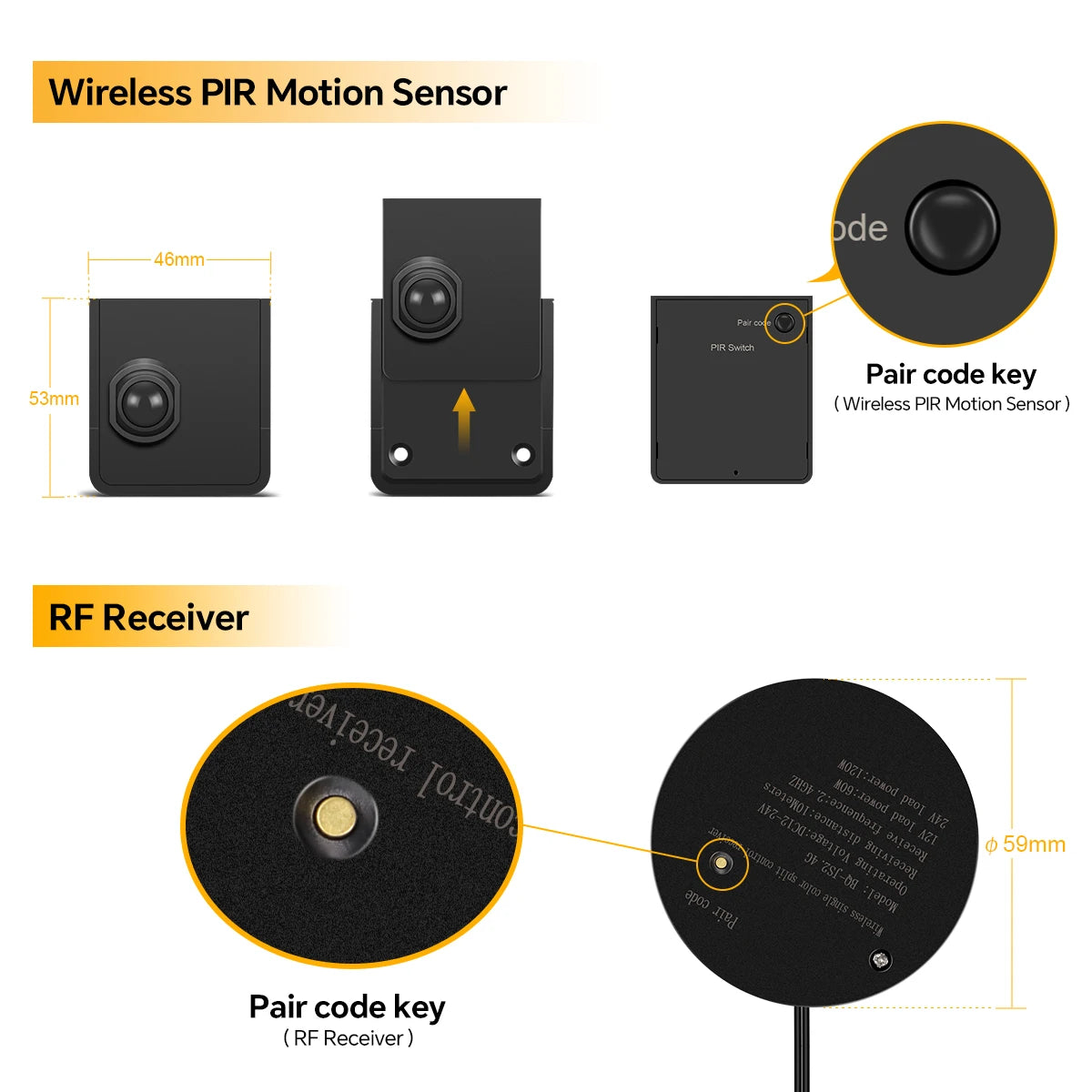 One/Dual Motion Sensor Switch COB Neon LED Strip Night Lights Wireless RF Reciever Control Smart Switch LED Corridor Stair Light