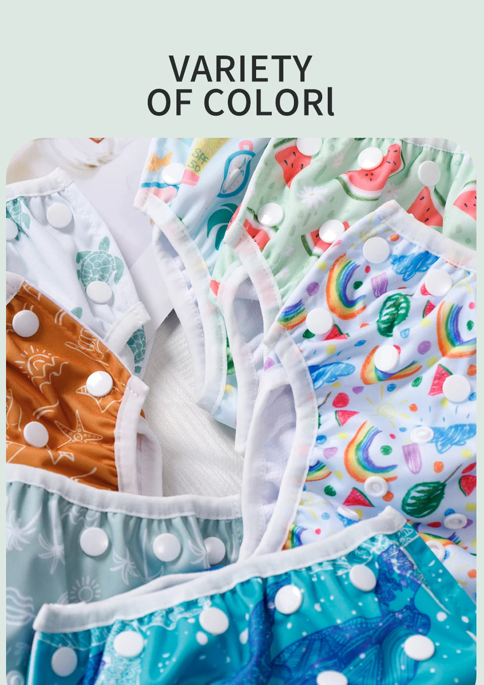 HappyFlute 3-Piece Mesh Cloth Inner Fabric Baby Swimming Diaper Reusable Adjustable 0-3 Years Summer Diaper
