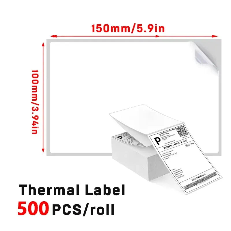 Thermal shipping label paper, 4x6 inch, adhesive roll, 500 labels