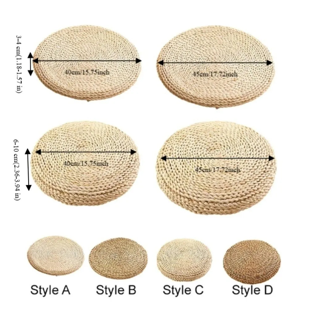 Japanese-style Straw Weaving Sitting Cushion Rustic Thickened Tatami Futon Handmade Breathable Straw Braid Mat Meditation