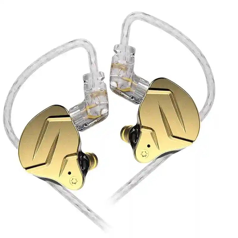 KZ ZSN Pro X Hybrid In-Ear Monitor - High-Fidelity Wired Studio Earphones Gold NO MIC Tidesmit