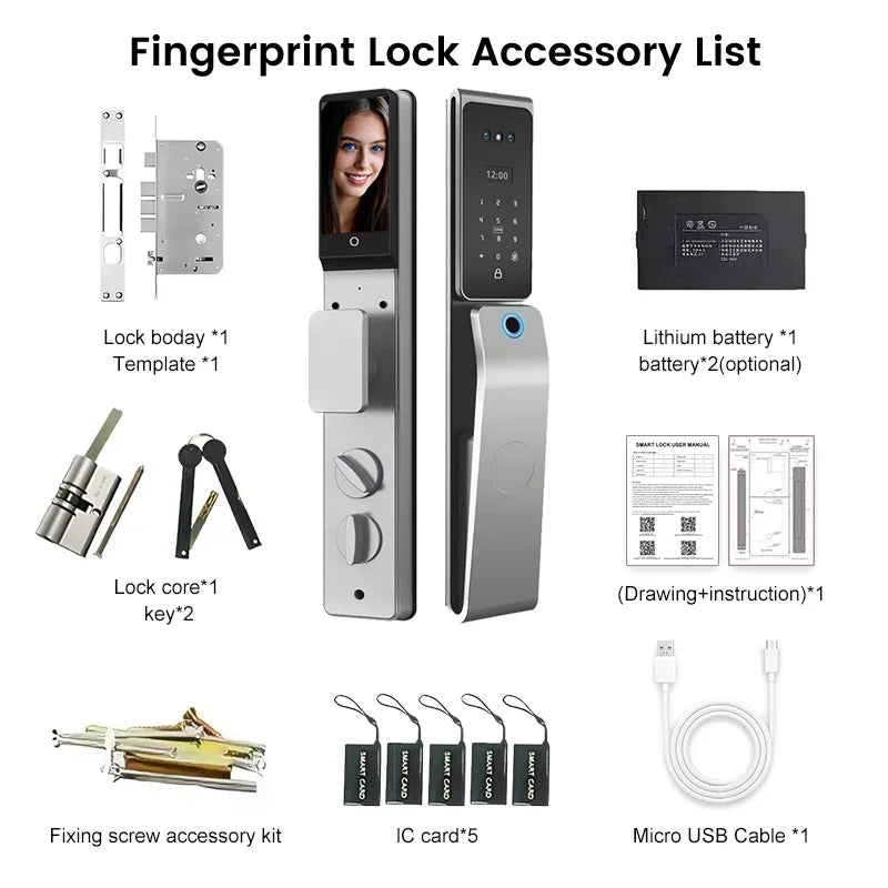 Waterproof  Smart Door Alexa Lock Israel 6590 Mortise Hebrew Tuya Smart Life APP Face Digital Door Lock With Camera