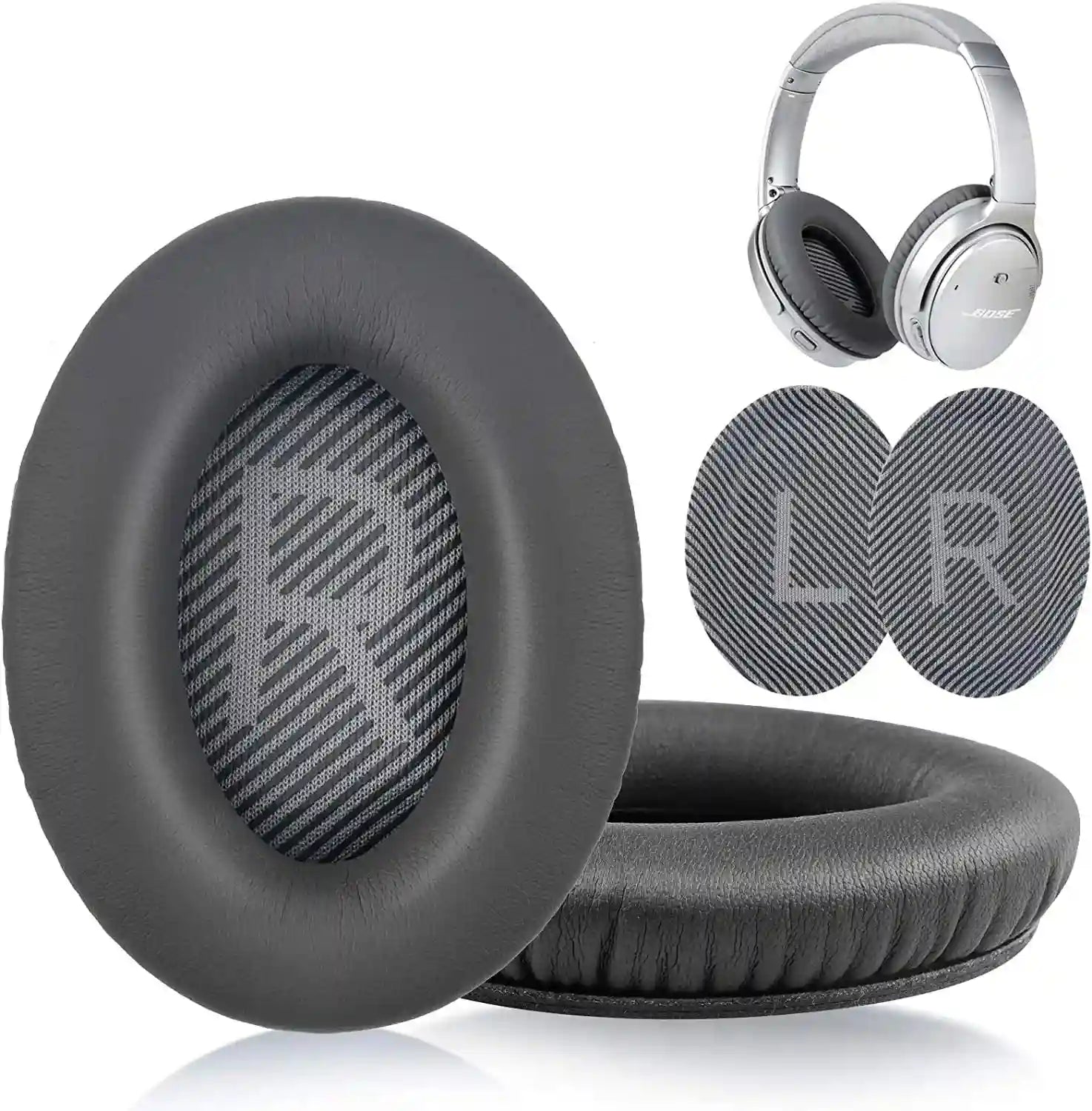 Bose QC35 Replacement Ear Pads - Soft Memory Foam Cushions Dark Grey Tidesmit