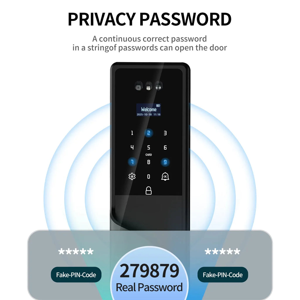 Waterproof Smart Door Lock with Camera Video Monitoring Intercom Palm Vein 3D Face Recognition Tuya Electric Door Lock