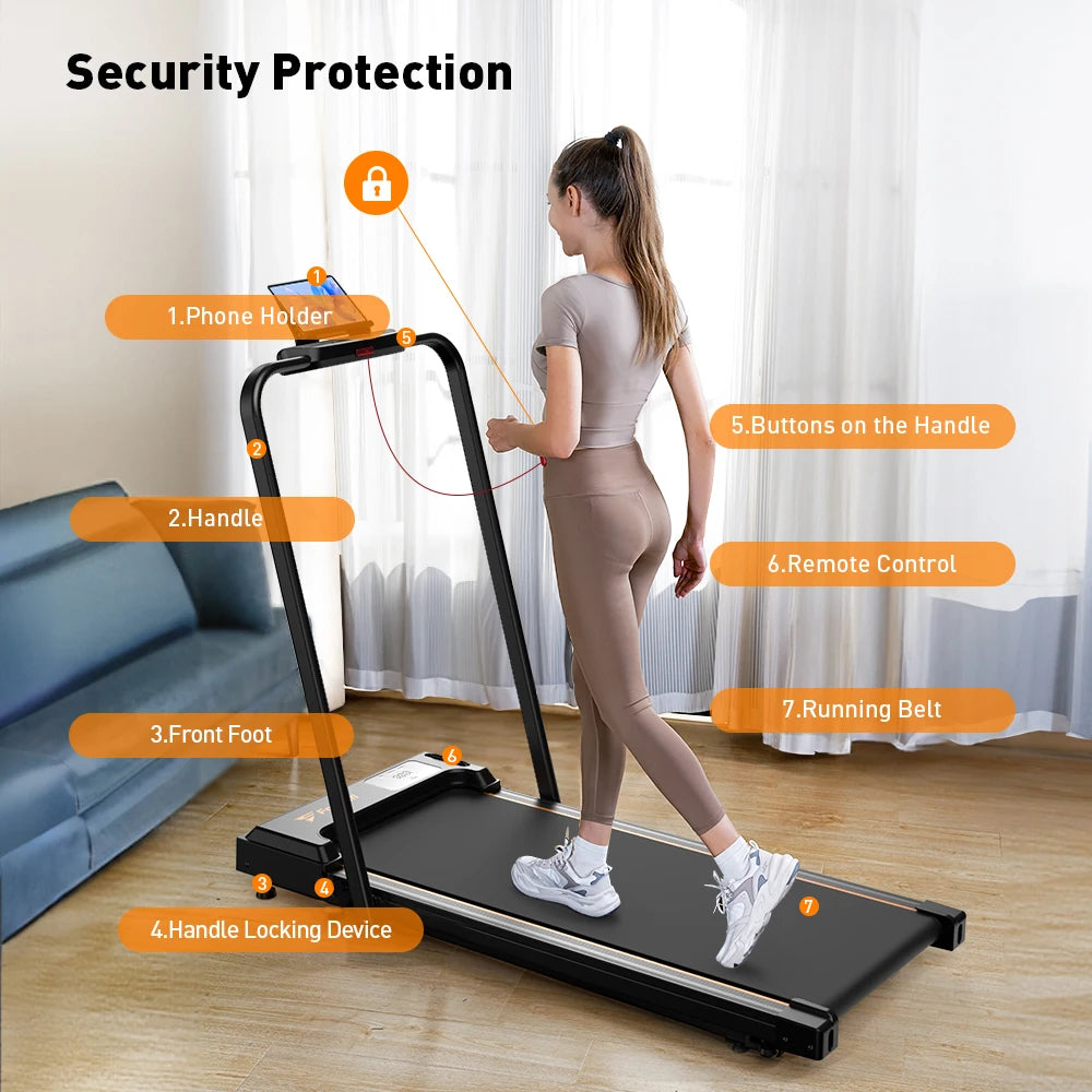 Formill FT51/FT50/FT52 Treadmill 2 In 1 Walking Running Treadmill 0.75-2.5HP Foldable Under Desk Treadmill38*95cm Running Area With Armrest LED Display Oil Drip Hole Indoor Home Gym Exercise Machine