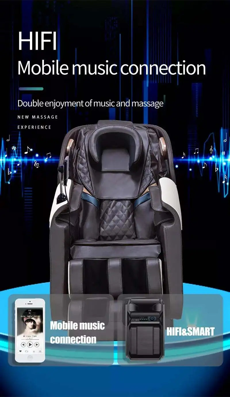 Zero Gravity Massage Chair with Bluetooth - Brown & Gold Full Body Massage Chairs Tidesmit