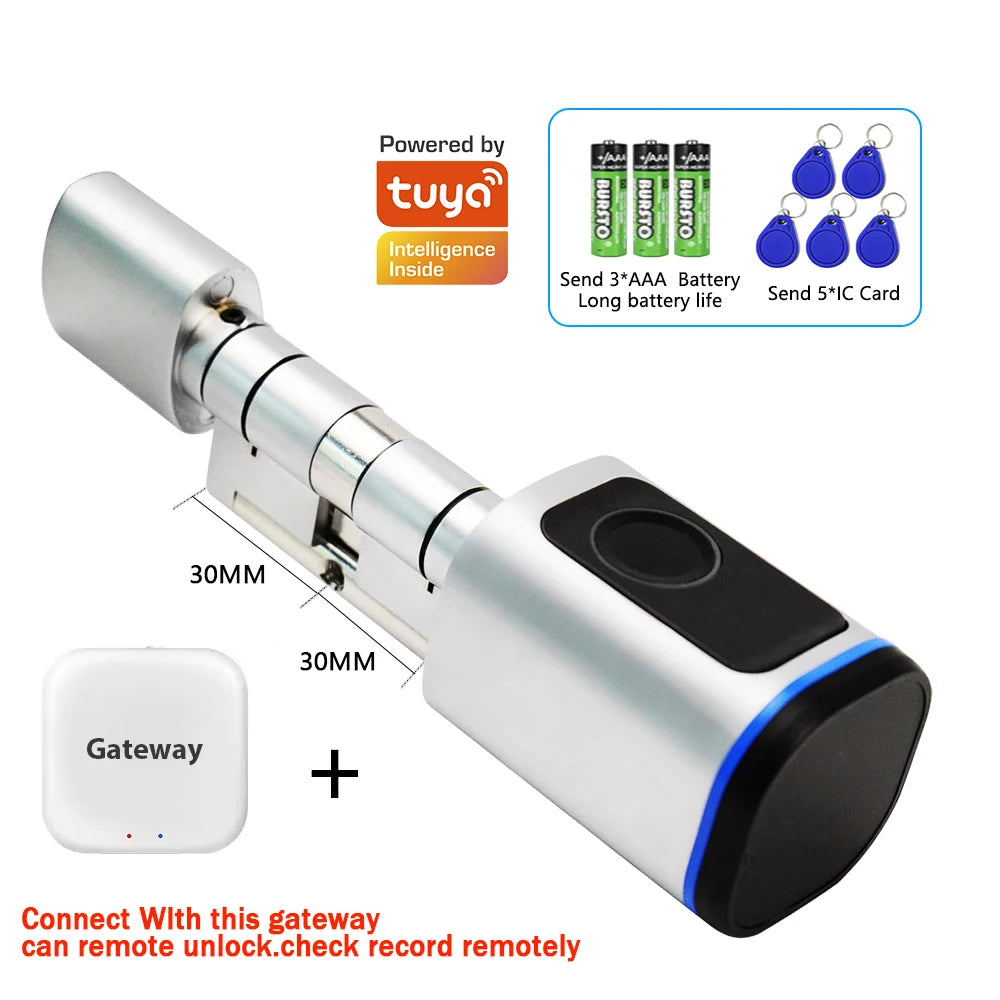 EU Door Smart Cylinder Lock with App Control & Fingerprint, Easy DIY Keyless Entry for Landlords, Tenants, Home Office