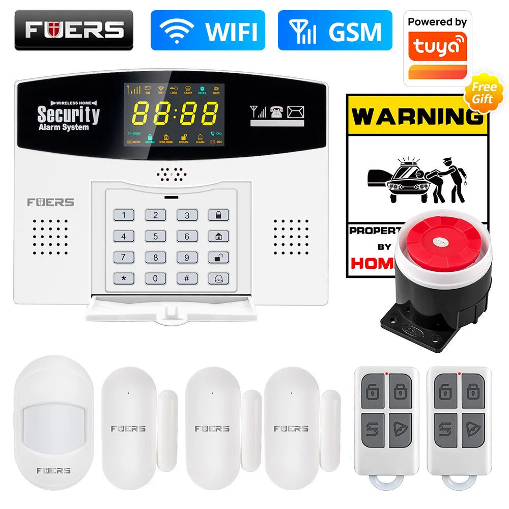 Fuers WIFI 4G 2G GSM Alarm System work with Tuya SmartBurglar Alarm Wireless Wired Security Zone Link Alexa Google Motion Sensor