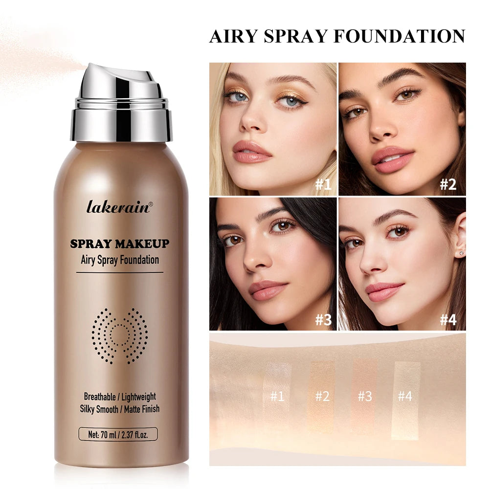 Tidesmit lightweight breathable makeup foundation spray with matte finish for long-lasting waterproof face coverage