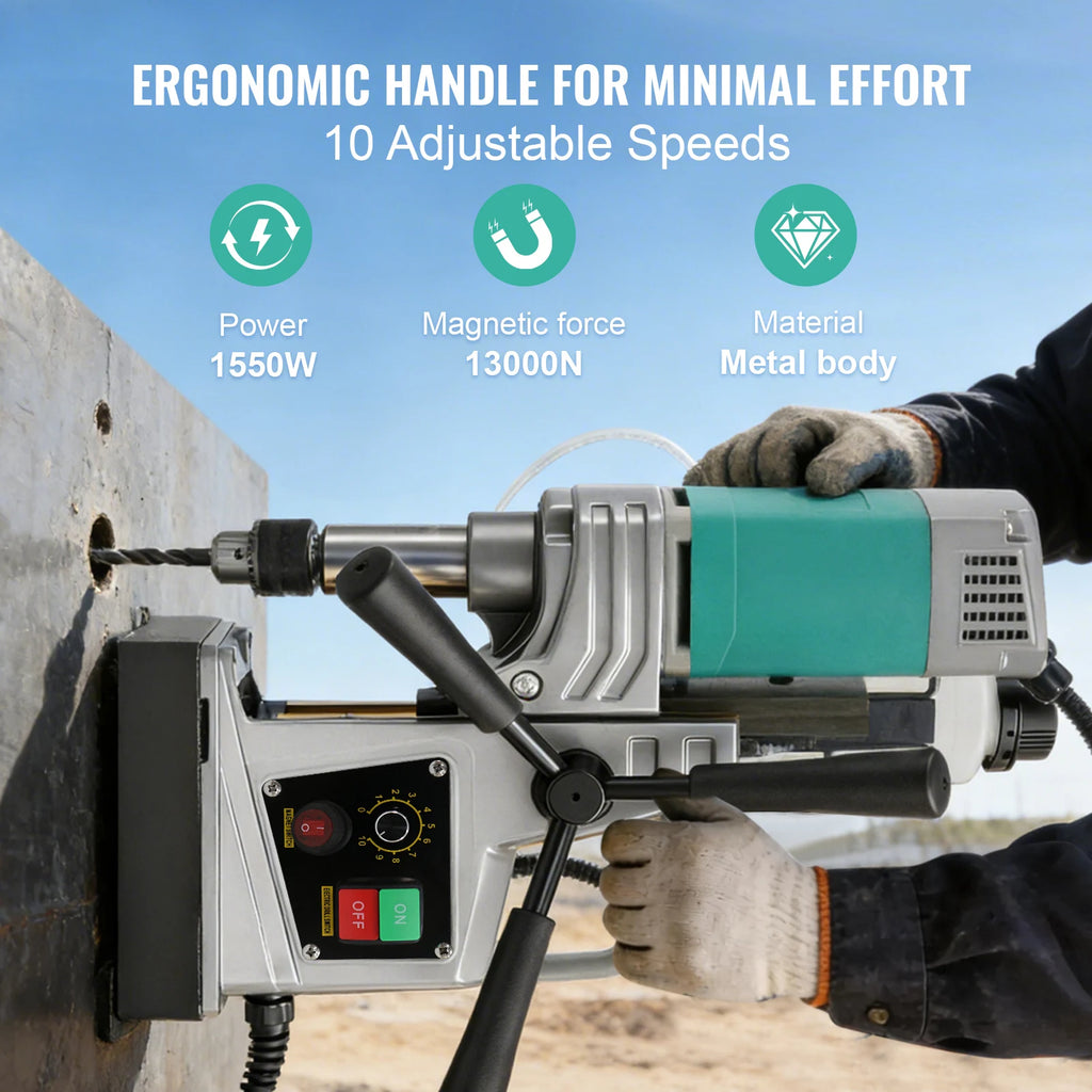 SIHAO Electric Magnetic Drill Machine 1450W/1550W 1.57/2" Max Drill Diameter 750 820 RPM Industrial Boring Tool