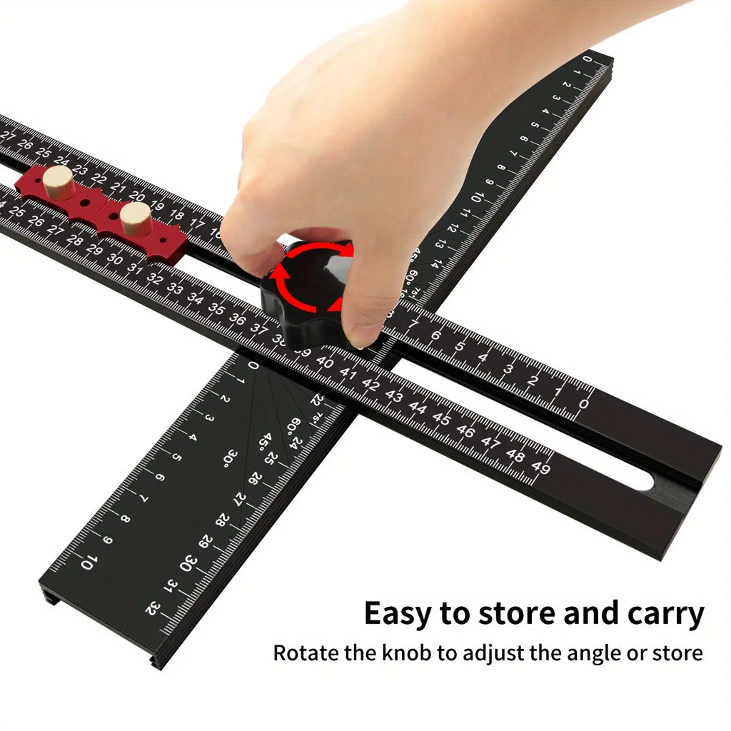 Adjustable 2-in-1 Drilling Drywall Positioning Square Ruler, Aluminum Alloy Cabinet Hardware Jig Door Hole Drilling Template