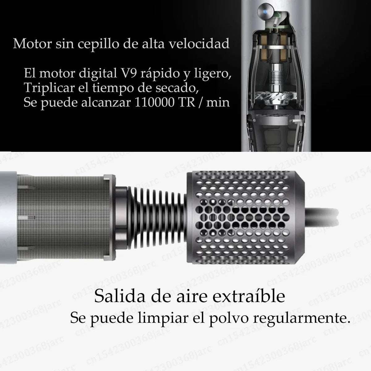 Silver SenCiciMen professional hair dryer featuring high-speed digital motor and detachable, easy-clean air outlet.