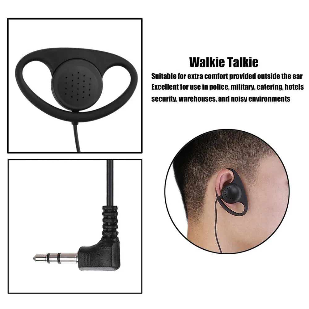 D-Shape 3.5mm Wired Ear Hook Earpiece Clip-On Tidesmit Audio Tidesmit