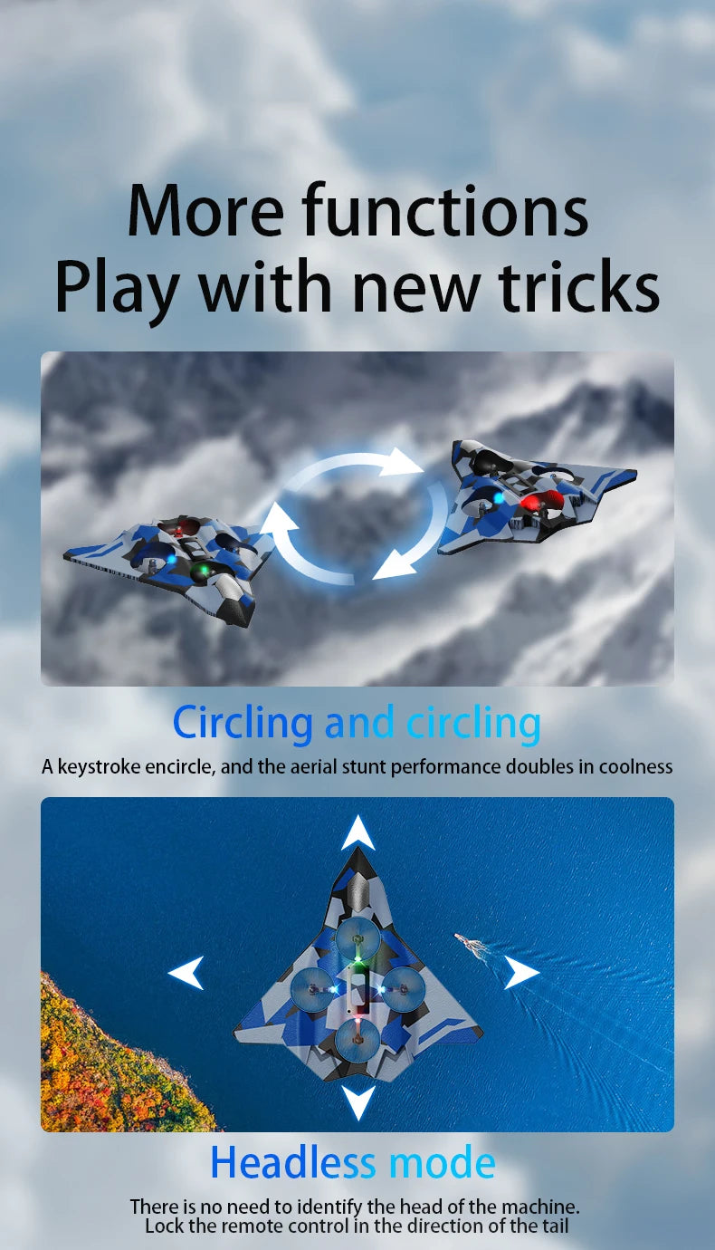 RC Foam Fighter Jet 6CH Stunt Drone - Durable EPP Foam - Tidesmit Tidesmit