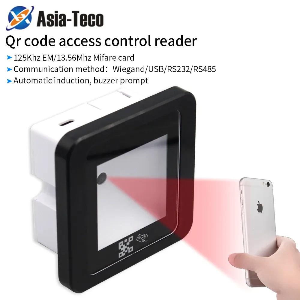 QR Code RFID Reader 125khz EM 13.56mhz MF Access Control Card Reader Scanner USB/Wiegand/ RS232/485 2D QRCode BarCode Scanner