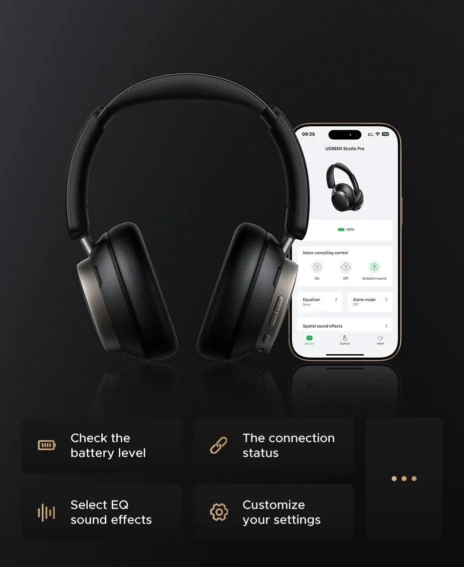Tidesmit Wireless Noise Cancelling Headphones 120H Hi-Res Audio Studio Pro Tidesmit