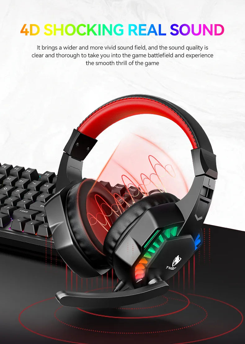 Gaming Headphones with RGB Microphone & Stereo Bass - H120 Tidesmit