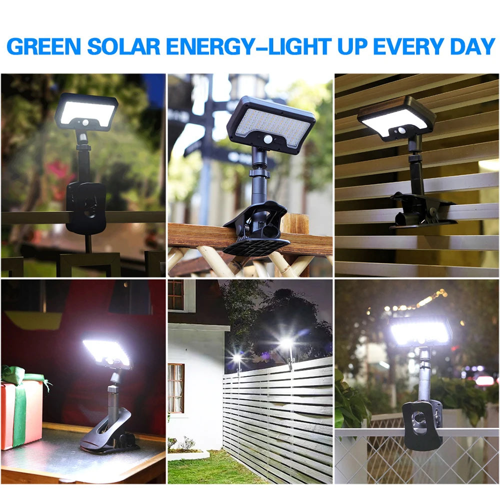 92 LED Solar Clip-on Motion Sensor Lights, LED Street Light, Waterproof Wall Lamp, for Camping Garden Yard Tent Patio Outdoor