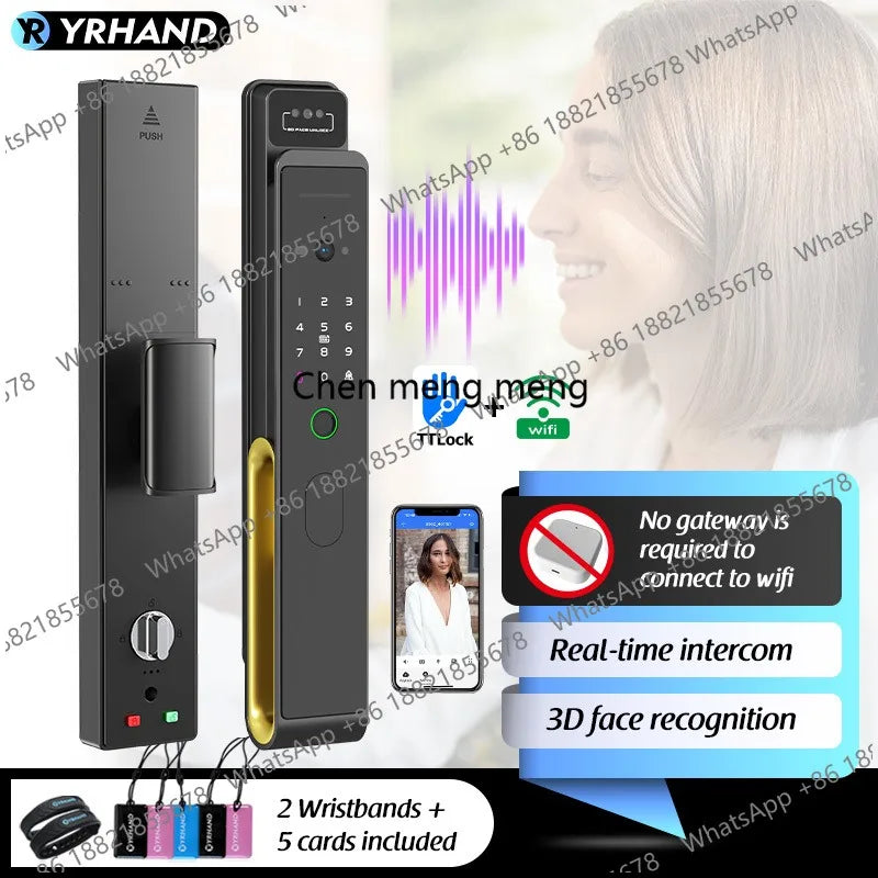 3D Face Recognition Smart Fingerprint Door Lock With  Camera Remote APP Real time intercom For Smart Home