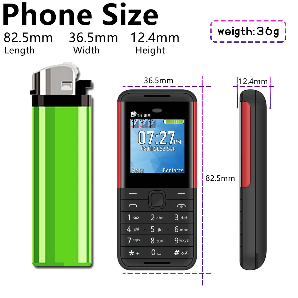 SERVO BM5310 Small Cell Phone 3 SIM Card 1.3" Screen Mini Mobile Phones Auto Call recorder Bluetooth dial Speed dial Cellphones