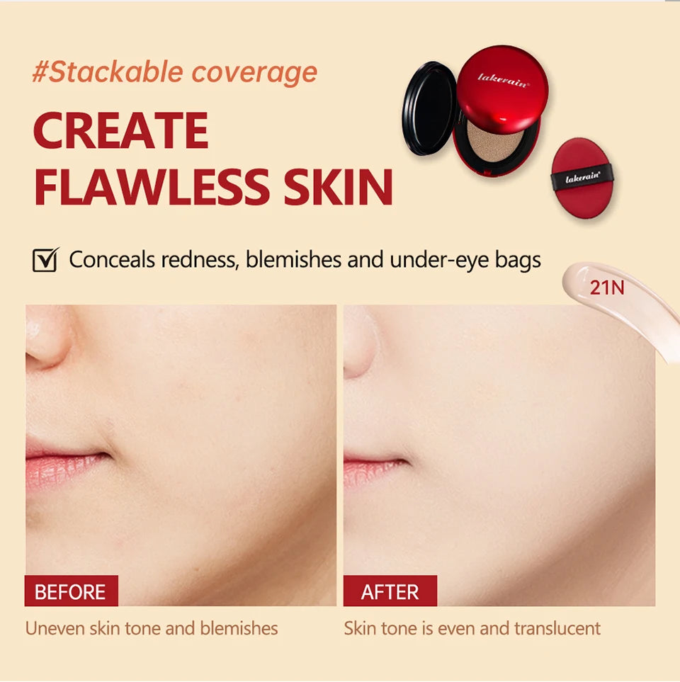 Tidesmit 72-hour semi-matte cushion foundation for long-lasting sun protection face makeup texture close-up