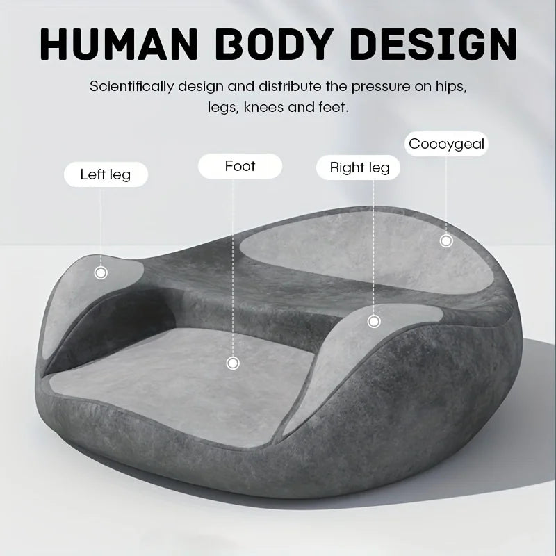 Memory Foam Meditation Cushion with Ergonomic Support | Gray Washable Zafu Pillow for Yoga, Sitting & Reading | Hip, Knee & Leg