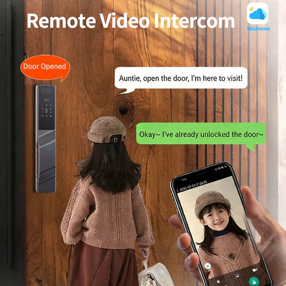 Wishome APP 3D Face Recognition Smart Lock with Camera, Video Call, and Voice Intercom Functions