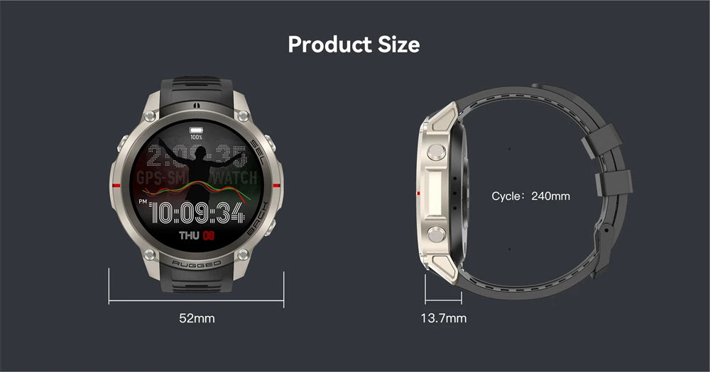 2026 Outdoor Tactical GPS 1.43"AMOLED Smart Watch Offine Map Compass Heart Rate Fitness Tracker 5ATM Waterproof Sports Watches