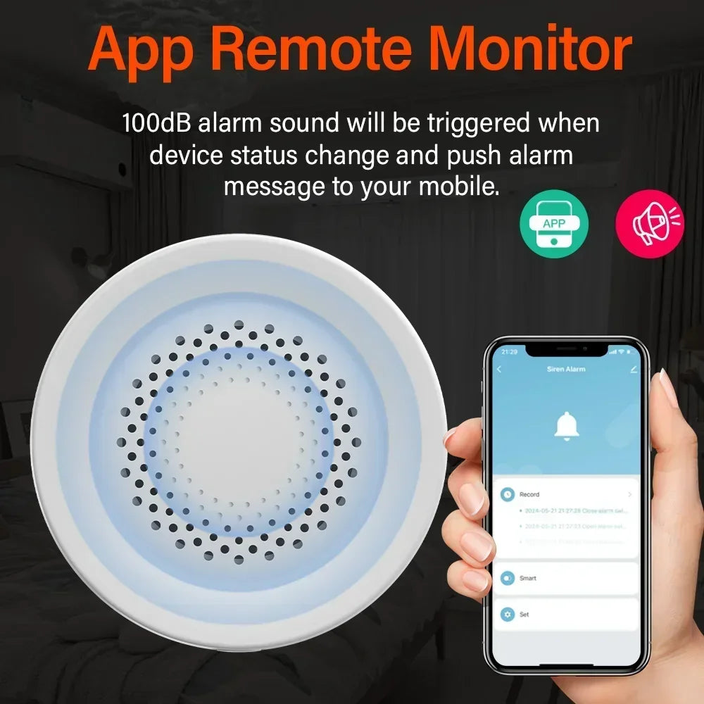 Tuya WiFi Siren Alarm For Smart Home Security 100db Speaker Works With Alexa Yandex Alice Tuya Smart Life
