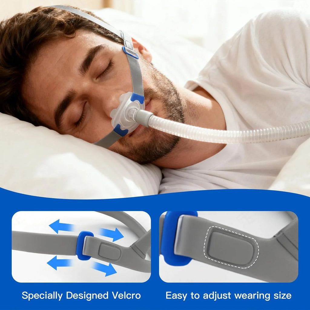 CPAP Nasal Pillow Mask, Nasal Pillow Set with Detachable Headgear, Frame, Tube and 3 Different Sizes of Nasal Pillows(S,M,L)