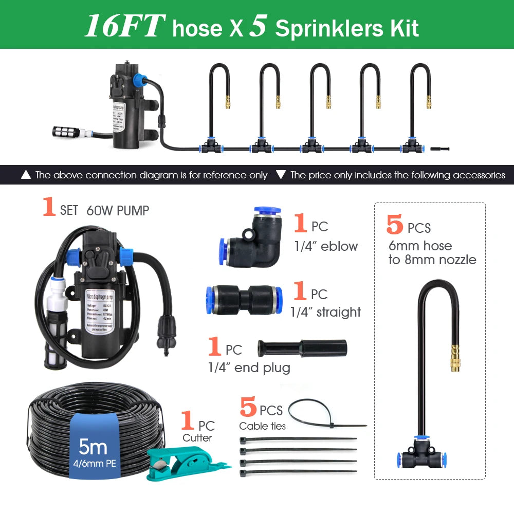 360° Free Rotate Adjustment Flexible Brass Spray Watering System Garden Cooling Pump Irrigation Set Quick Connection Interface
