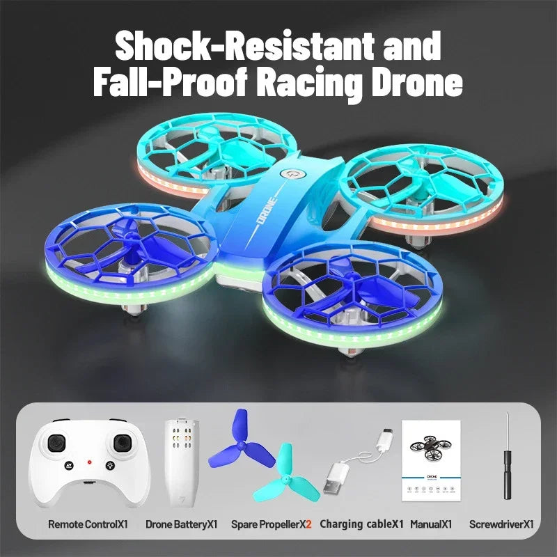 RC Stunt Drone for Kids with LED Lights - Durable Quadcopter Blue/Red/Violet Blue Tidesmit