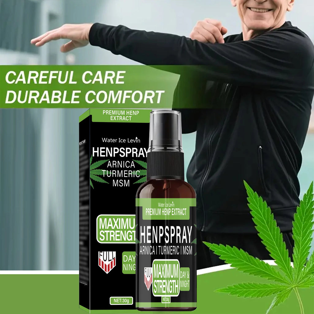 Premium Hemp Spray Extract with Arnica, Turmeric & MSM for Maximum Strength Day & Night Relief & Skin Care.