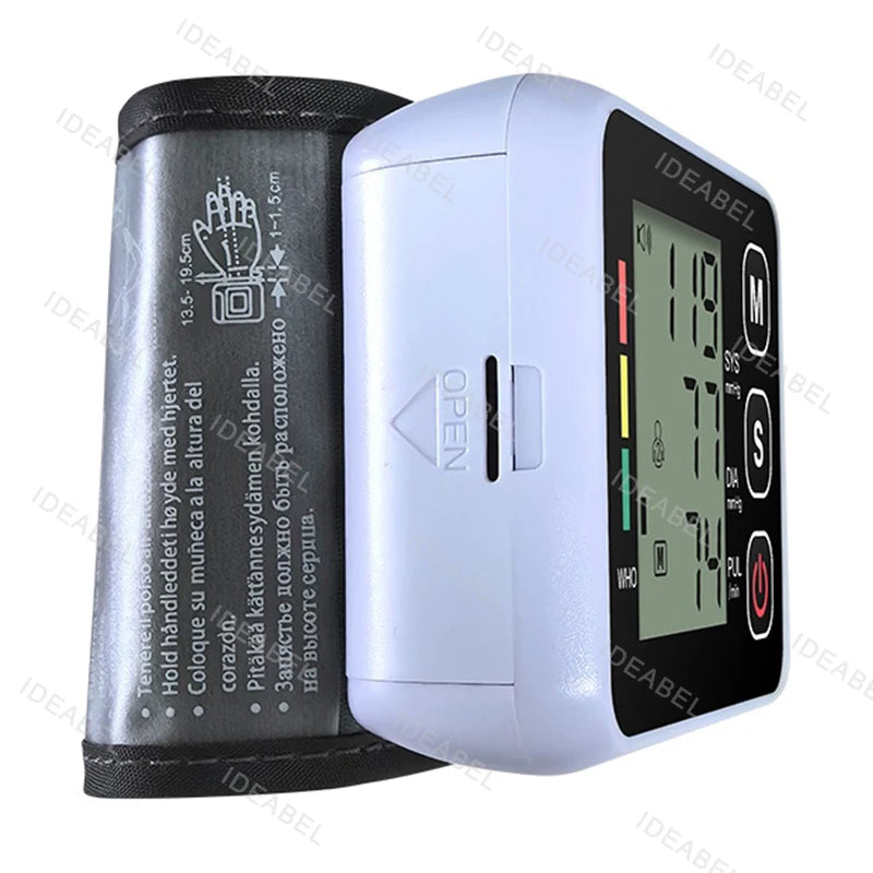 Automatic Digital Blood Pressure Heart Monitor Tensiometer Wrist Cuff Manometer Sphygmomanometer BP Pulse Rate Meter Machine