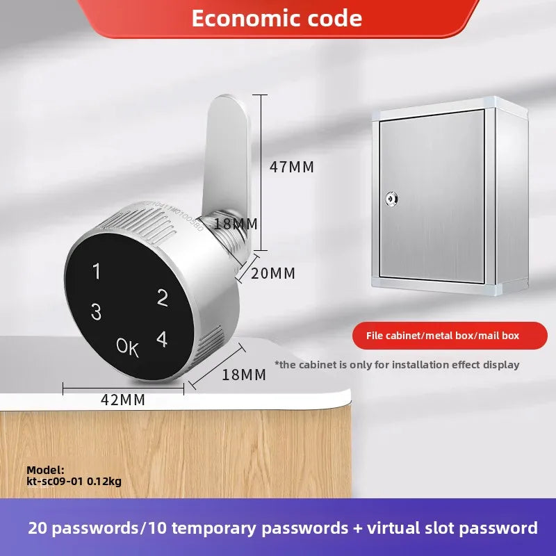 KOB Smart Cabinet Cam Lock - Remote Unlock Fingerprint Password Lock for Office Desk File Metal Cabinet Drawer