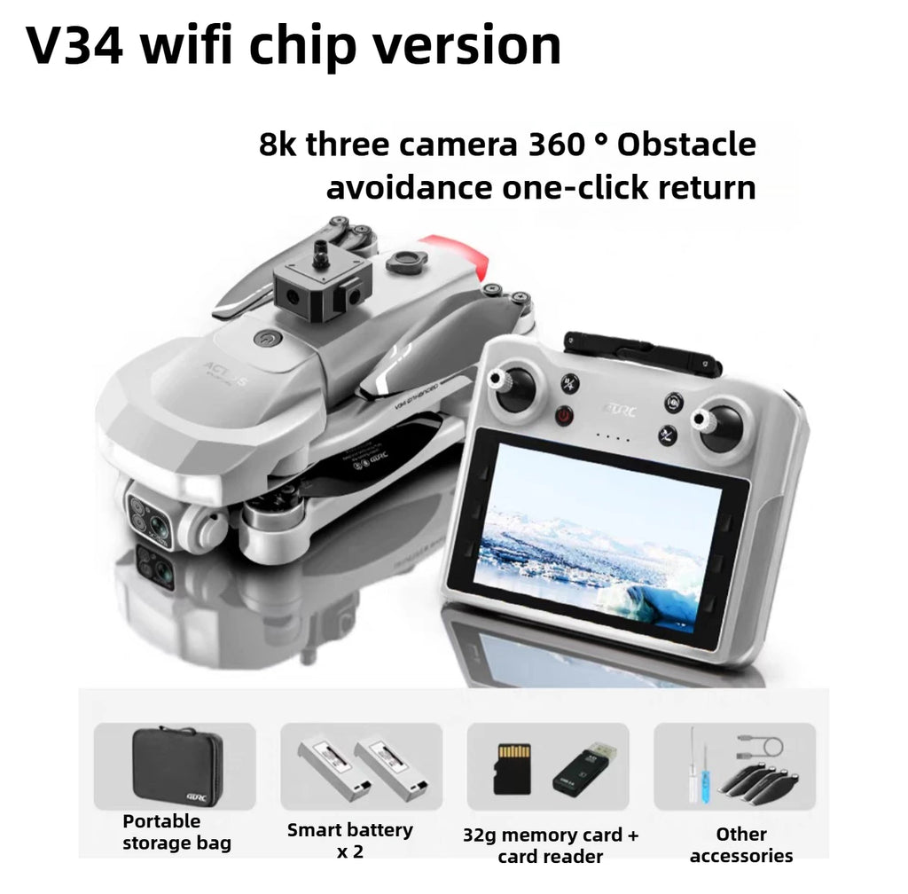 Tidesmit 4K GPS Foldable Camera Drone with Obstacle Avoidance V34-WiFI-2B Tidesmit