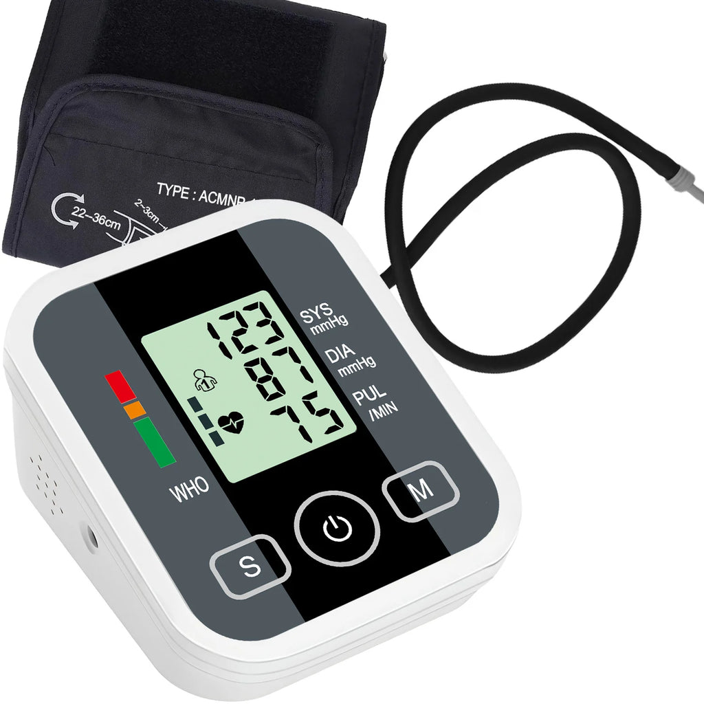 Automatic Upper Arm Blood Pressure Monitor Digital Sphygmomanometer Tensiometer Pulse Heart Rate Health Meter